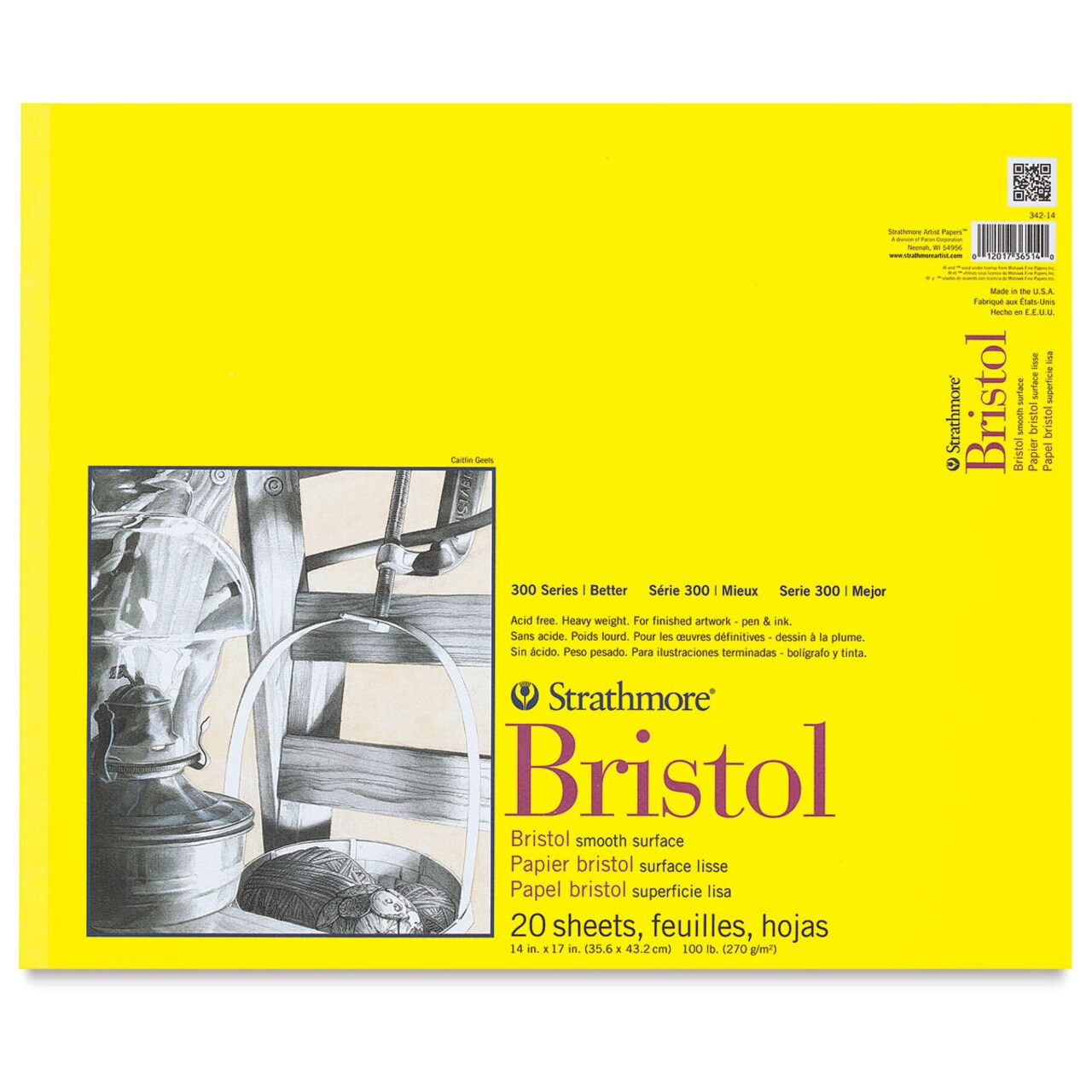 Strathmore 300 Series Bristol Pad - 14" x 17", Smooth, 20 Sheets